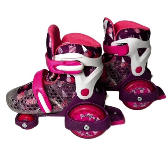 Roller Derby Girl's 4 Wheel Roller Skates Pink and Purple Adjustable Size 11-2 - Picture 4 of 7
